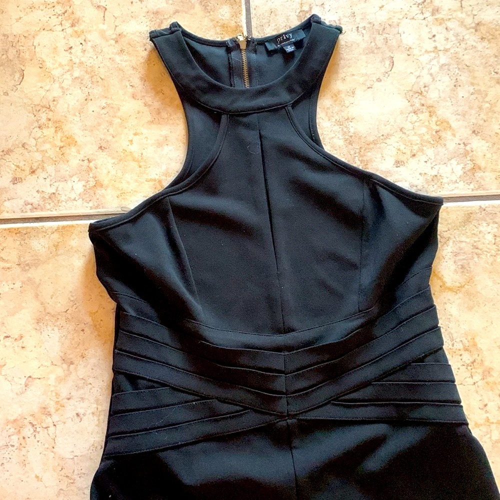 Privy black romper with zipper back